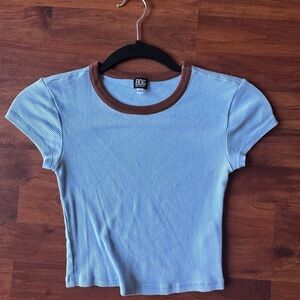 Urban Outfitters Blue and Brown Ribbed T-Shirt